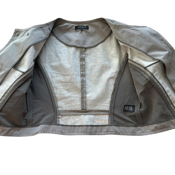 Lafayette 148 New York Size 6 Linen Blend Gray Pockets Faux Snake Print Jacket - Picture 8 of 16